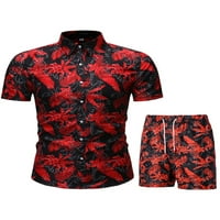 Grianlook Men Hawaii Outfits majica s kratkim rukavima Set repel Havajski set Muške majice za vitke fit+kratke