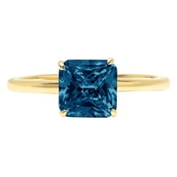 1,0 karatni prirodni Londonski plavi topaz ugraviran 18 karatnim žutim zlatom, vjenčani prsten za godišnjicu pasijansa,