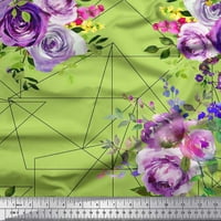 Poliesterska krep tkanina U obliku trokuta, lišća i ruža na tkanini širine dvorišta