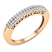 Ženski dvoredni zaručnički prsten s okruglim bijelim dijamantom iz kolekcije od 14k ružičastog zlata, veličine