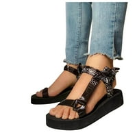 Vedolay ravne sandale za žene ravne sandale za žene casual otvoreni nožni prst Ljetne sandale na plaži, crna 9