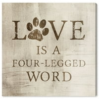 Wynwood Studio tipografija i citati zidne umjetničke platnene otiske 'Ljubav je riječ s četiri nogu' Ljubavni