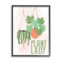 Ležerna biljna dama iz A-liste, viseća zelena vegetacija u Saksiji, grafika u crnom okviru, zidni tisak, dizajn