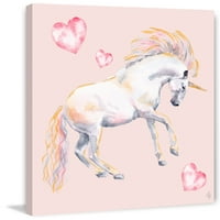 Marmont Hill Pink Dancing Unicorn Canvas Wall Art