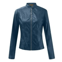 Kožne jakne za žene, Kratki biciklistički kaput s patentnim zatvaračem s dugim rukavima