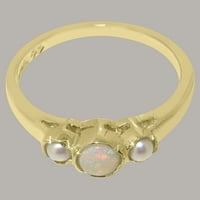Britanci su napravili 14k žuto zlato prirodni Opal i kultivirane biserne ženke Obećavanje prstena - Veličina Opcije