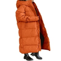 Ženska zimska topla s kapuljača dugački kaput dugi rukavi Zip up prekrivena puff puffle jakna bez odjeće