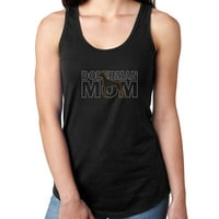 Ženska majica s rhinestonesom Crna majica sa šljokicama Doberman terijer Mama pas kućni ljubimac Okrugli vrat