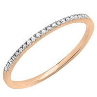 Ženski zaručnički prsten s okruglim bijelim dijamantom iz kolekcije u jednom redu od 14k ružičastog zlata, veličine
