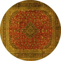 Tradicionalni tepisi s okruglim medaljonom u žutoj boji za sobe koje se mogu prati u perilici, okrugli 6 inča