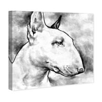 Zidni umjetnički otisci na platnu psi i štenad bull terijera - Crno, bijelo