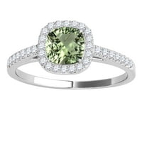 Mauli Jewels prstenovi za žene 1. Karat dijamant i jastuk u obliku zelenog ametista u obliku 4-karata od 10k bijelo