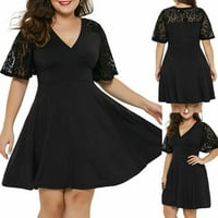 Ketyyh-CHN Ženske ljetne haljine haljine kratkih rukava Ladies Ljetna tunična haljina crna, 4xl