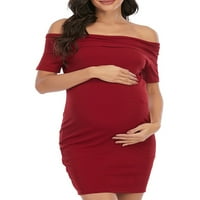 AFunbaby plus size majčinstvo za žene haljina, kratki rukav od ramena, čvrste boje labava haljina