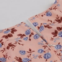 Zunfeo Womens Ljetne haljine- ležerna udobna haljina trendi posada vrat cvjetni tiskani kratki rukavi haljine