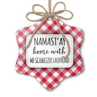 Božićni ukras Namast'ay Home s mojom Schweizer laufhund jednostavnim izrecima crvena karirana Neonblond