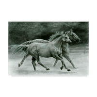 Zaštitni znak likovne umjetnosti Sivi konji koji trče na slobodi, ulje na platnu Carle Kurt