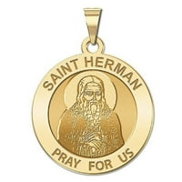 Picturesongold.Com ogrlica s vjerskom medaljom Svetog Hermana s Aljaske privjesci za odrasle od žutog zlata od