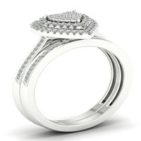 1 3CT TDW Diamond S sterling srebrni srčani oblik klastera Halo Bridal Set
