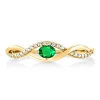 18K srebrni prsten od žutog zlata, imitacija zelenog smaragdnog okruglog prstena za žene