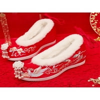 Gomelly Womens stanovi vezeni hanfu cipele tradicionalna svadbena cipela tople žene dame crvene, skriveni klin,