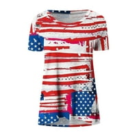 Nova modna ženska ležerna bluza s okruglim vratom s printom Dana neovisnosti Majica kratkih rukava ljetni vrhovi