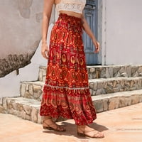 Ženske Bohemije cvjetna duga suknja visoki struk plaža za praznična haljina Sundress