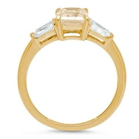 Smaragdni rez od 2,0 karata, smeđi prirodni morganit, 18K žuto zlato, vjenčani prsten za godišnjicu braka, veličina