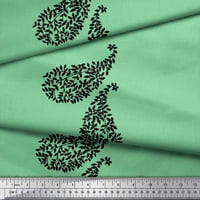 Zelena svilena tkanina od listova s otiskom listova širine dvorišta