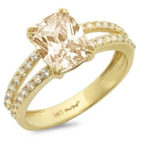 Zaručnički prsten od smeđeg prirodnog Morganita 18K izrezan u žutom zlatu, veličina 9
