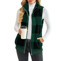 Ženska jesen / zima modna casual karirana Plišana jakna s patentnim zatvaračem