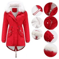 Iopqo Ženski kaputi zimski kaput ženska mekana jakna s toplim kaputom nadmašuje se krzno 'obloženi zim zimske