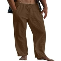 Muške jednobojne hlače velike duljine plus veličine, Ležerne hlače s elastičnim strukom i puno džepova