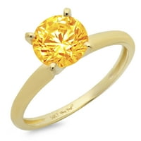 2,5CT okrugli rez žuti prirodni citrin 18k Angažiranog prstena za angažiranje žutog zlata Veličina 8