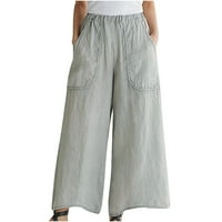 Ženske casual pamučne hlače s grafičkim uzorkom, duge hlače s kravatom, udobne hlače s elastičnim strukom, ljetne