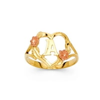 Nakit od žutog, bijelog i ružičastog zlata 14k trobojni prsten s slovom mumbo Veličina 9