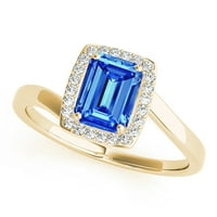 Dijamantni prsten od tanzanita i Smaragdnog oblika od 10 karata u jednodijelnom ružičastom, bijelom i žutom zlatu