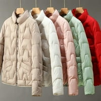 Ženski modni jednobojni puffer kaput kratka topla zimska prošivena jakna izolirana gornja odjeća s džepom