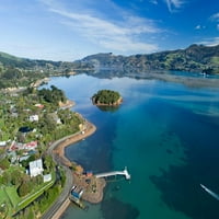 Jetty, Portobello, poluotok Otago, Pudding Island i Otago Harbor, Dunedin, Južni otok, Novi Zeland - Drone Aerial