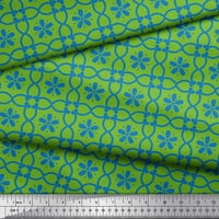Zelena baršunasta tkanina od zelenog baršuna, tkanina s etničkim tiskom u širini dvorišta