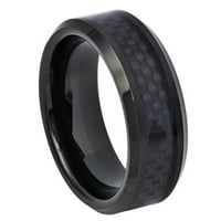Prilagođeni personalizirani ugravirani zaručnički prsten, set prstenova za njega i nju od poliranog crnog metala