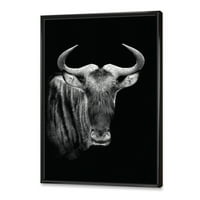 DesignArt 'Crno -bijeli portret Wildebeest' Farmhouse uokvirenog platna zidne umjetničke tiska