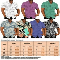 LUMONO MENS Ljetne košulje vrhovi vrata kratkih rukava bluza s kratkim rukavima havajski majica Ugodna gumba dolje