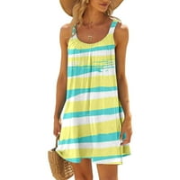 Ženske ljetne haljine ženske ljetne Ležerne modne haljine za odmor na plaži s okruglim vratom bez rukava šarena