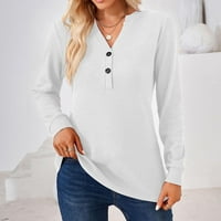 Koaiezne ženske majice s dugim rukavima moda V ovratnik vrhovi čvrste boje casual bluze majice bluze