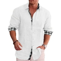 Muške košulje hipi majica dugih rukava Ležerne majice na plaži na kopčanje Bluza Muška ležerna pamučna majica