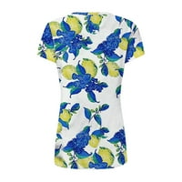 Ženska bluza, ženska modna ljetna majica s rukavima s laticama, ležerna majica s printom, vrhovi, bluza u plavoj