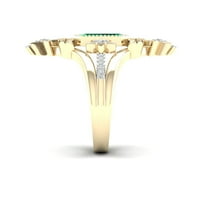 Imperijalni dragulj 14K žuto zlato pozlaćeno srebro stvoreno smaragdom i stvorio je bijeli koktel prsten za žene