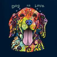 Divlji Bobbi Dean Russo Zlatni retriver je ljubav, pas je ljubav, ljubitelj pasa, muška majica s uzorkom, tamnoplava,