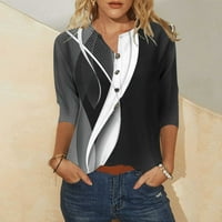 Ženski ljetni topovi modna ležerna majica s rukavima na kopčanje gornji dio s printom na vratu boemska bluza majica